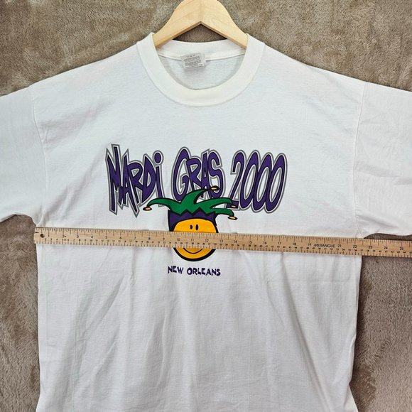 Jerzees Mardi Gras 2000 New Orleans T-Shirt Men's Size L White Graphic Print - Picture 5 of 10